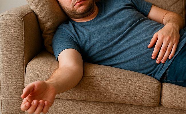 Мужчина не может заставить себя встать с дивана